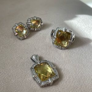 CHARRIOL Citrine JEWELRY SET- PENDENT, EARRINGS AND RING